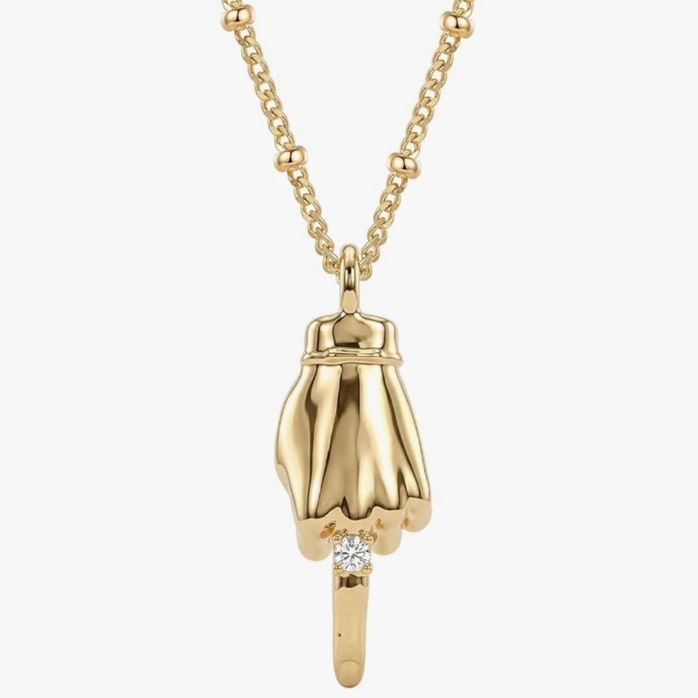 Elegant Gold Middle Finger Nope Gesture Pendant Necklace